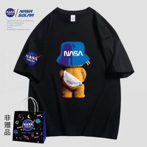 ​NASA SOLAR联名款2022夏季情侣纯棉圆领短袖T恤男女宽松上衣潮牌【包邮】