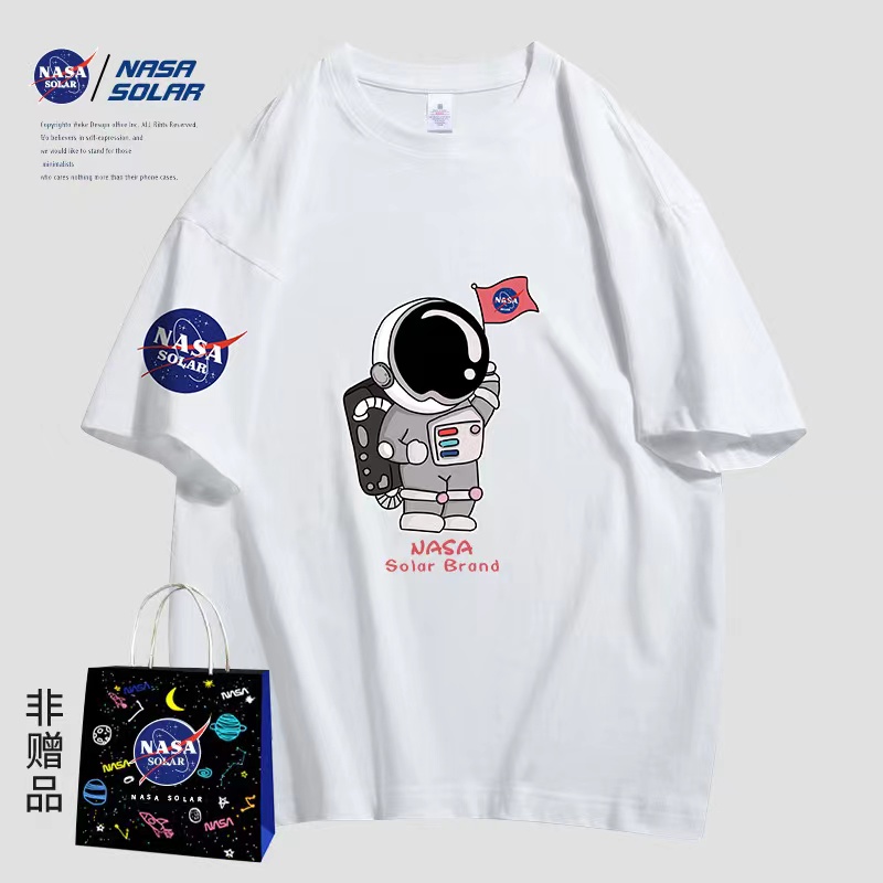 ​NASA SOLAR联名2022夏季新款卡通字母纯棉情侣短袖T恤男女同款【包邮】